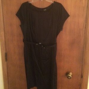 LBD belted exposed back zipper