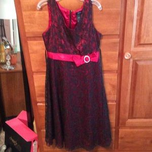 Pink and black lace dress