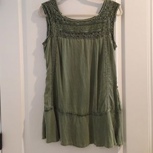 Free People 100% silk olive green blouse
