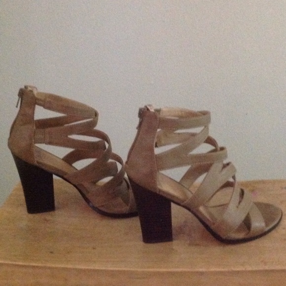 Taupe cage/gladiator shoes