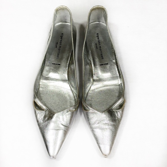 Sigerson Morrison Metallic Silver Flats