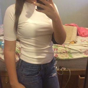 Mock turtle neck white tee forever 21