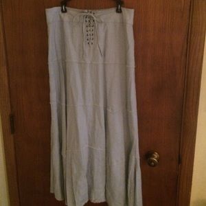 Long grey skirt with fringe layers and tie front