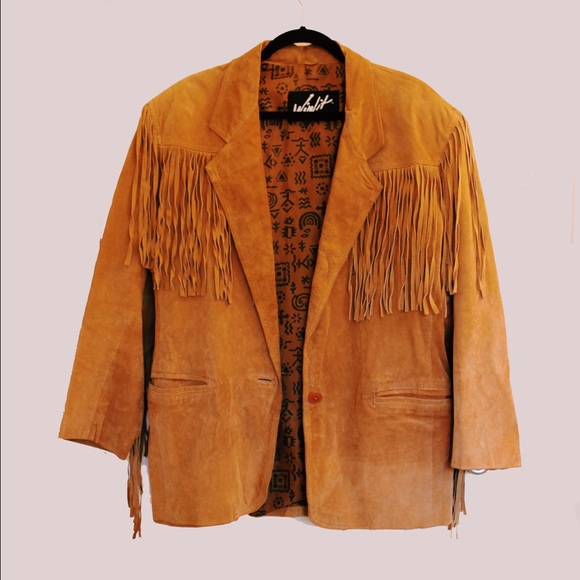 Vintage leather fringe jacket