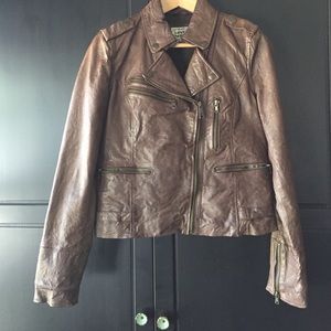 Brown leather jacket
