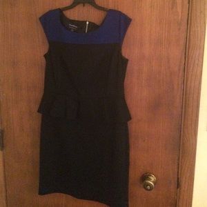 Lined stretch dress with waist ruffle