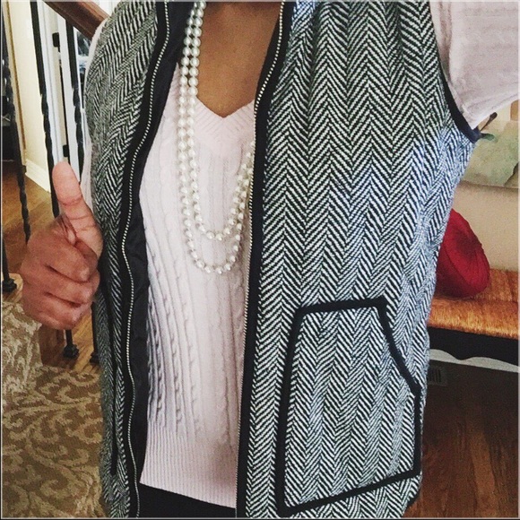 J. Crew style quilted herringbone vest
