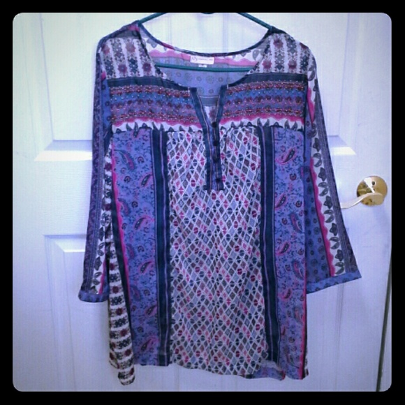 Sheer Multi-print Tunic - Picture 1 of 3