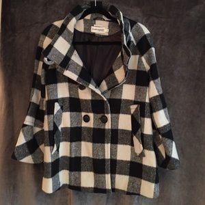 Winter White Buffalo Check 3/4 Length Coat