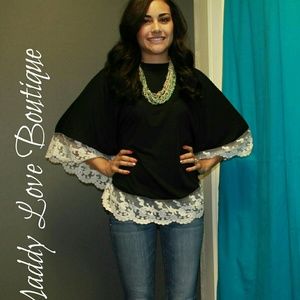 Black lace trim poncho