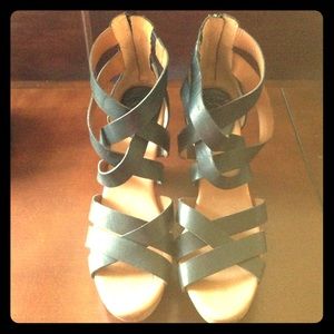 Lucky brand wooden and leather wedges