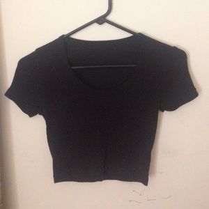Black Short Sleeve Crop Top