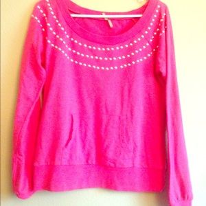 Pink sweatshirt with silver embellishments