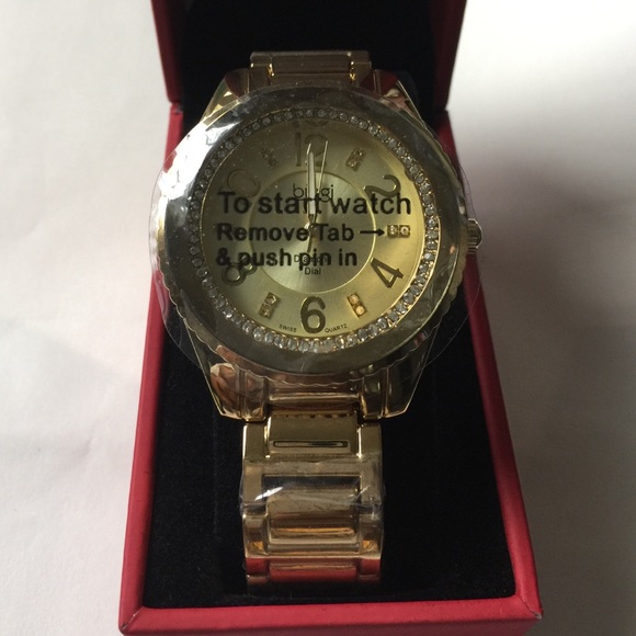 BURGI watch with 12 genuine diamond hour markers
