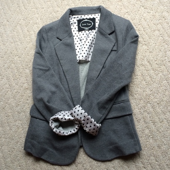 Grey single-button cotton blazer