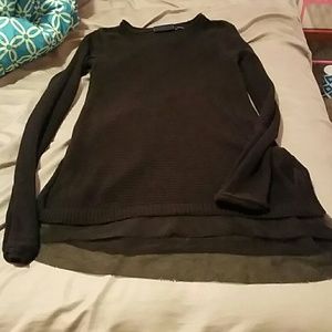 Black sweater with chiffon underlay