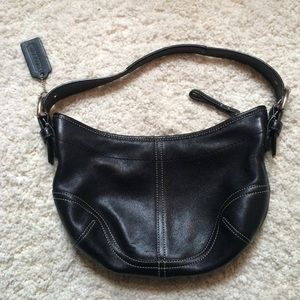 Authentic Coach black leather mini shoulder bag