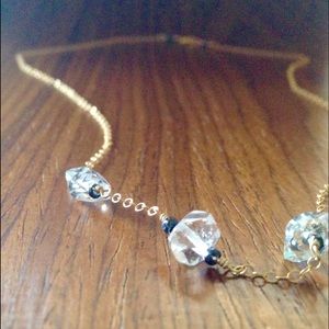 triple dainty hermiker + hematite necklace