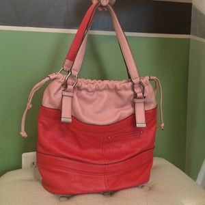 Pure leather adjustable drawstring bucket bag