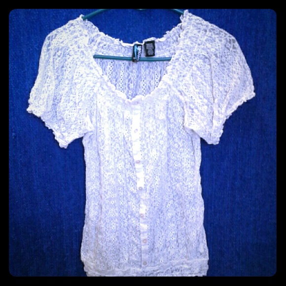 Lace Peasant Top - Picture 1 of 3