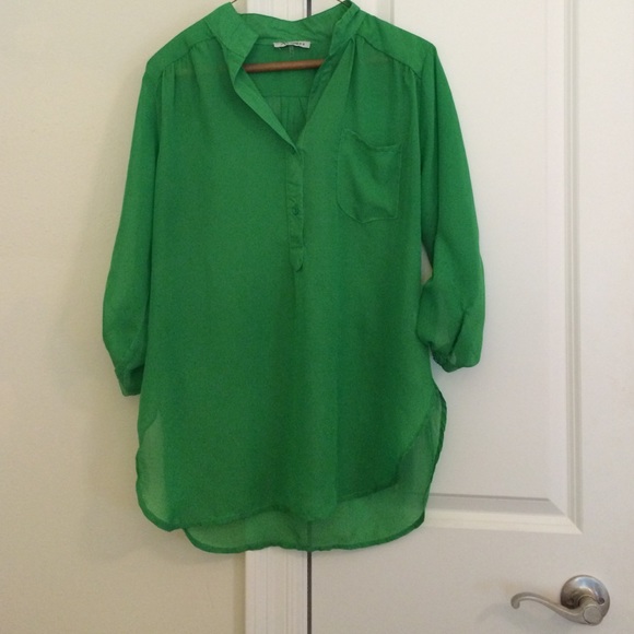 Green Semi Sheer Blouse