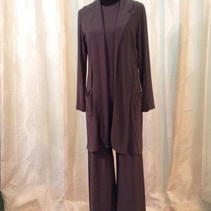 Norma Kamali slate gray two piece evening wear