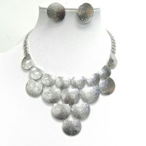 Silver Cascading Necklace & Earring Set