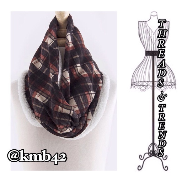Threads & Trends Accessories - Rusty Brown Plaid Infinity Scarf