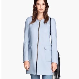 Textured Woven Coat in Light Blue