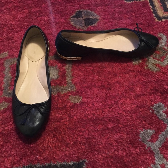 Zara Black flats with gold stud heel, size 38
