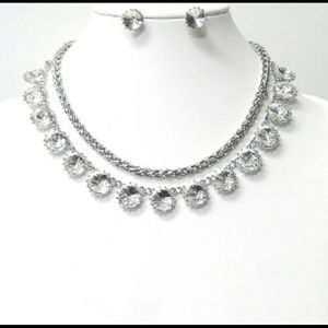 Silver and Crystal/Rhinestone Necklace & Earring S