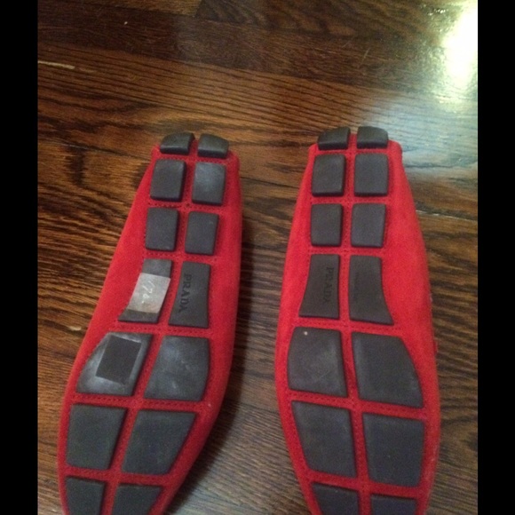 PRADA NEW RED SUEDE DRIVER LOAFERS SIZE 7 - Picture 3 of 3