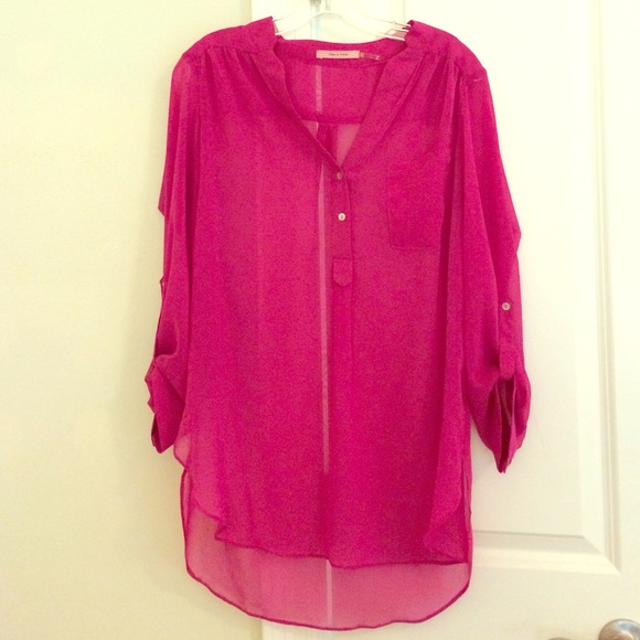 Hot Pink Semi Sheer Blouse