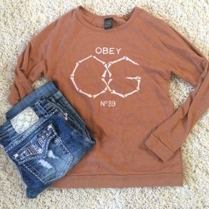 Burnt orange Obey sweatshirt. 🍁🍃🍂🌿🌰🌾
