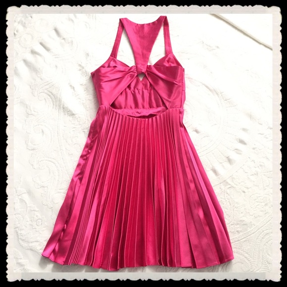 Hot Pink Formal Mini Dress - Picture 2 of 4