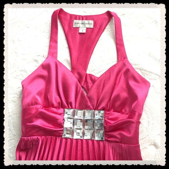 Hot Pink Formal Mini Dress - Picture 3 of 4