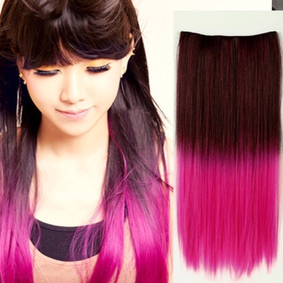 Black to hot pink ombré extensions
