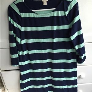 J. Crew navy/teal striped dress