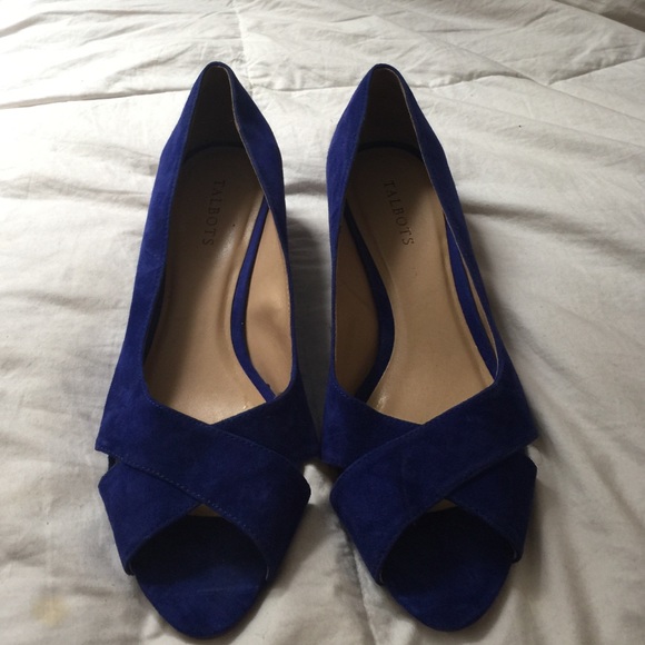 Blue Suede Wedges sz 11!! New Never worn Talbots - Picture 1 of 2