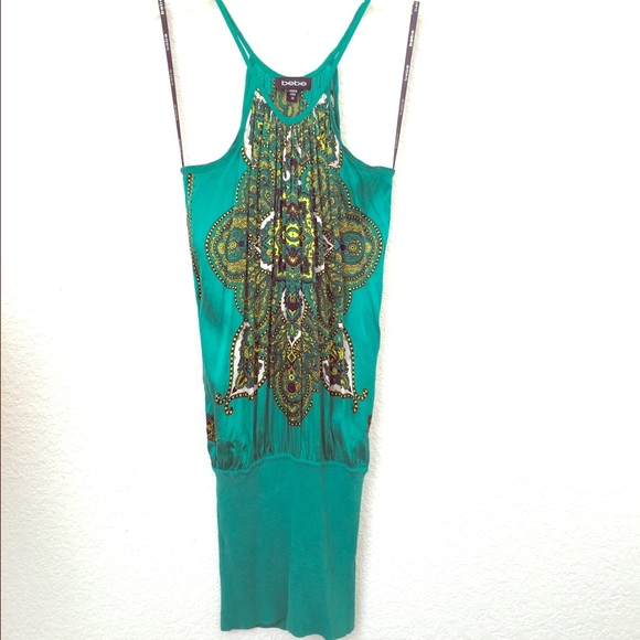 Green Paisley Bebe Dress