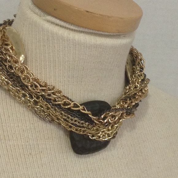 Bcbg gold black statement necklace new