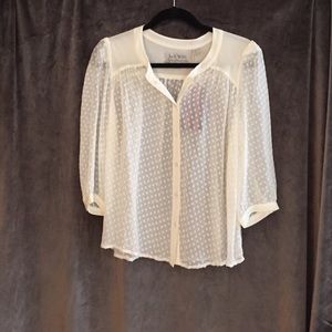 Jack Wills Vintage White Sheer Polka Dot Top