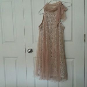 Lace champagne dress, short