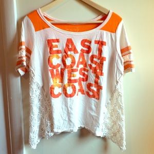 Free People Tee with Lace Detail