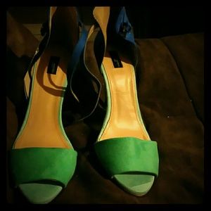 Zara heels green and blue straps