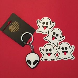 Brandy Melville alien key chain / 4 ghost stickers