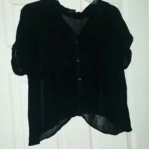 Forever 21 Black Sheer Button Up Top