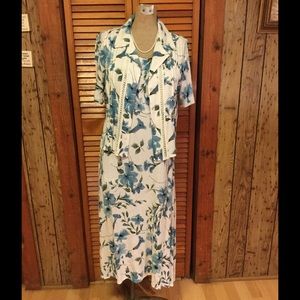 Ladies white and blue floral dress
