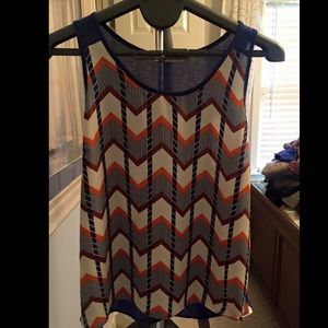 Pomelo Orange & Navy Chevron Tank Sz. M