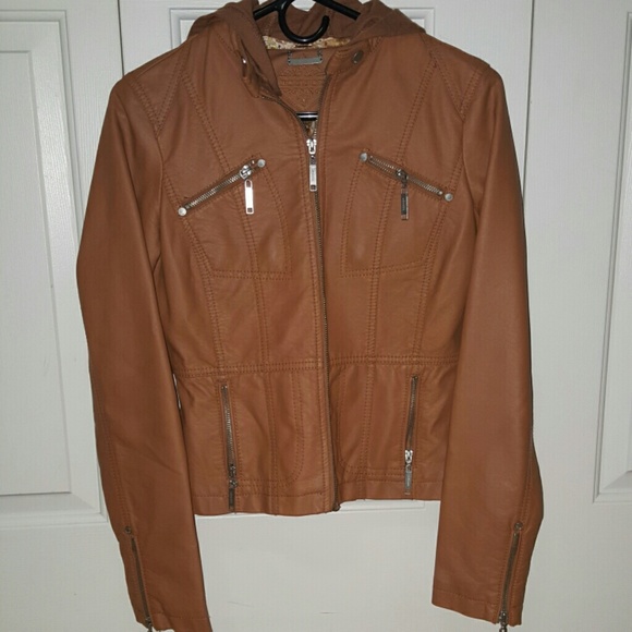 Brown Faux Leather Jacket - Picture 2 of 3